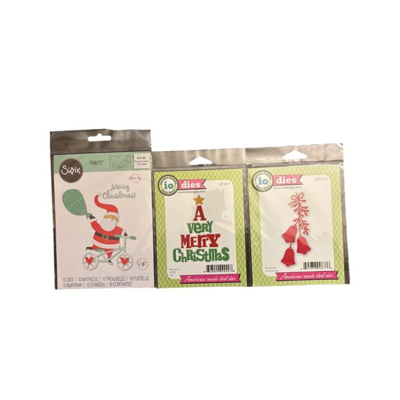 Sizzix & Io Christmas Themed Set Of 3- Santa Merry Christmas Text & Hanging Bell - Picture 3 of 11